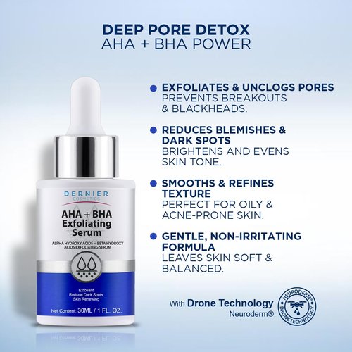 Dernier Exfoliating Serum - AHA + BHA 0.5% for Hyperpigmentation & Pore Minimizing | 1 fl oz