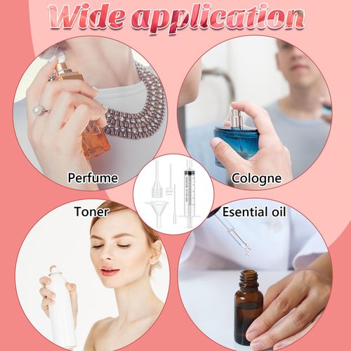 Geiserailie 50 Pcs Perfume Refill Pump Tools Perfume Dispenser Transfer Kit Include Funnels, Dispenser Pumps, Syringes, Droppers and Squeeze Droppers for Liquid Small Atomizer Bottle