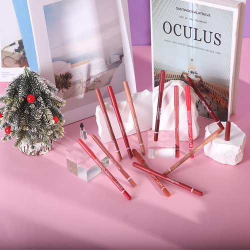 Miss Demi 12-Color Sculpting Matte Velvet Lip Liner Set - Creamy Pigmented Soft Pencils for Women