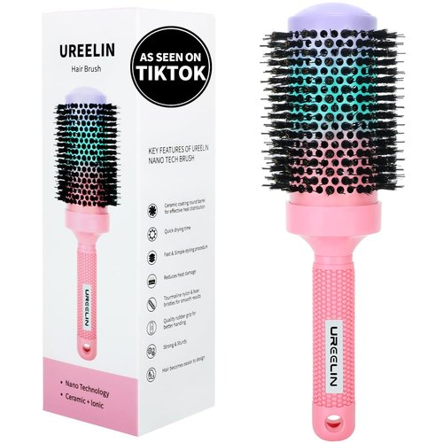 UREELIN Round Brush - 2.1 Inch Large Nano Thermal Ceramic & Ionic Hair Tool for Volumizing, Curling & Smoothing