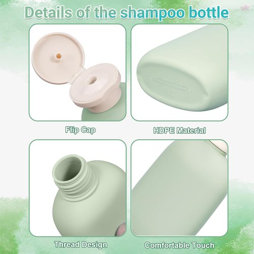 UMETASS 8.8 oz Plastic Travel Shampoo Bottles, Empty Plastic Squeeze Bottles with Flip Cap for Toiletries, Leakage-proof Travel Shampoo and Conditioner Bottles