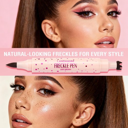 Jolilab Freckle Pen - 3-in-1 Dual-Ended Stamp & Precision Tip | Waterproof Eyeliner/Brow Pencil in Soft Brown & Dark Brown