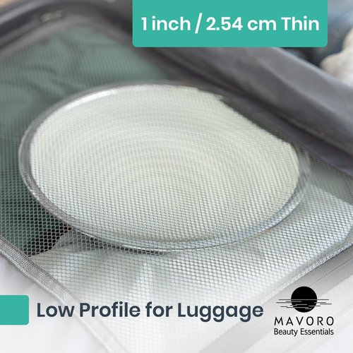 Mavoro 9'' Magnifying Mirror with 3 Strong Suction Cups | 5X Magnification | Portable Travel Makeup & Cosmetic Mirror (5X)