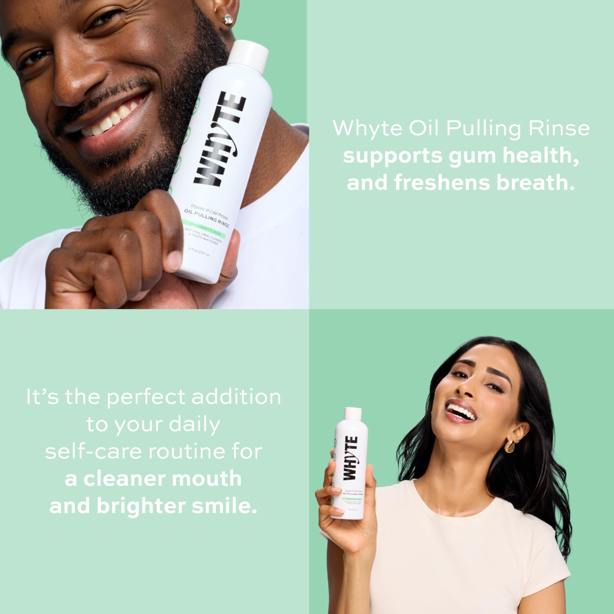 Whyte Coconut Oil Pulling Mouthwash for Teeth Whitening & Gum Health (Spearmint)