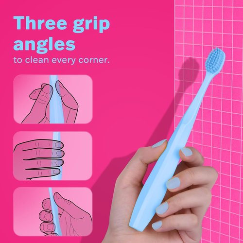 Max Extra Soft Toothbrush - Gentle Bristles for Sensitive Gums | Ergonomic Grip, BPA Free, 4 Pack - Sky Blue
