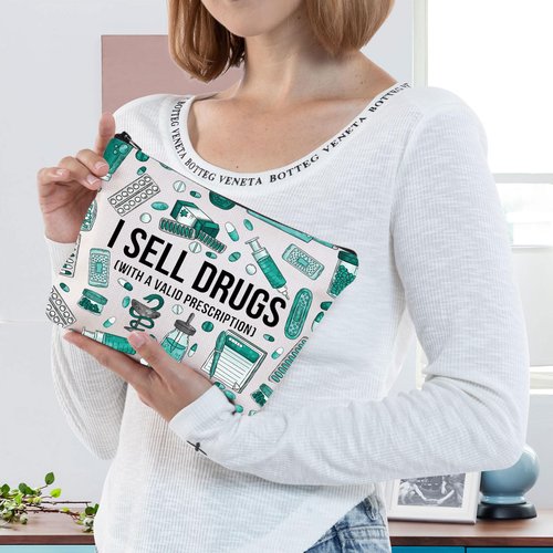 BWWKTOP Funny Pharmacist Cosmetic Makeup Bag Pharmacy Technician Gift I Sell Drugs with a Valid Prescription Makeup Zipper Pouch Pharmacist Graduation Gifts (I Sell)