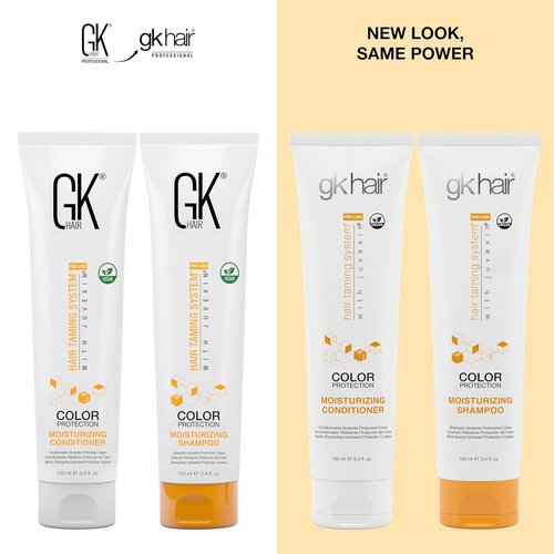 GK HAIR Travel Size Shampoo & Conditioner Set - Curly Hair Color Protection with Aloe Vera & Parki Butter | 3.4 Fl Oz