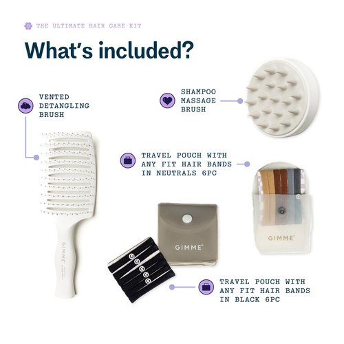 Gimme Beauty Magic Is In the Hair Gift Box - Designed for All Hair Types - Essentials for Your Hair Care Routine - Includes Everyday Hair Bands, Detangling Brush & Massage Brush