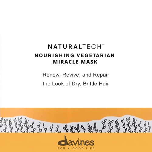 Davines Naturaltech Nourishing Vegetarian Miracle Mask - Hydrating & Restructuring for Dry Hair | 8.45 Fl Oz