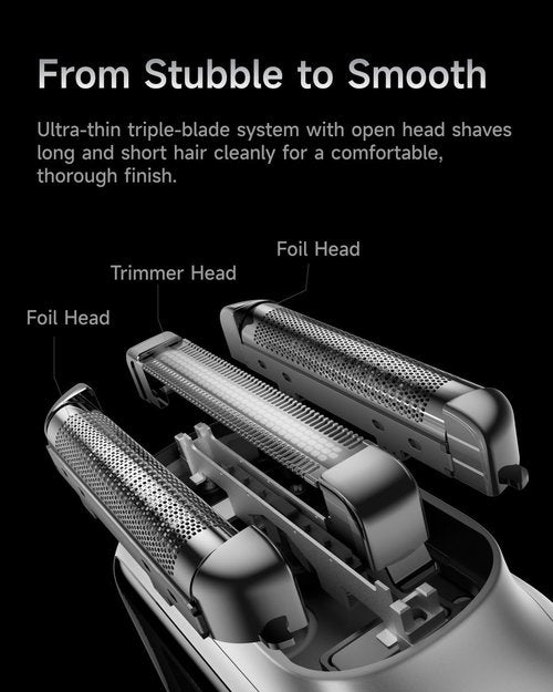 Laifen P3 Pro Electric Shaver - 3-Blade Design, 12,000 Cuts/Min, IPX7 Waterproof, Rechargeable, Travel-Friendly