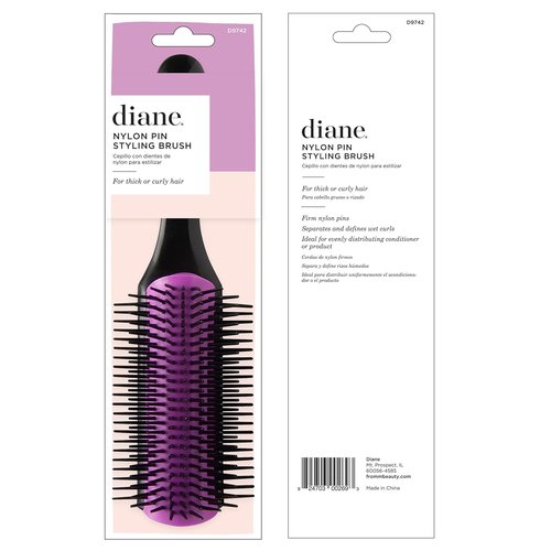 Diane Nylon Pin Hair Brush - Effortlessly Detangles Thick or Curly Hair | Ideal for Wet Styling