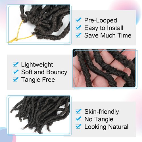 24 Inch Soft Locs Crochet Hair 8 Packs Pre Looped Faux Locs Crochet Braids Goddess Locs Hair For Black Women（24Inch 8pcs,4#）