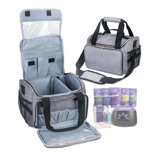 POCDUORG Waxing Kit Carry Bag Compatible with Tress Wellness - Portable Organizer for Wax Warmer, Wax Beans, Pre & After Wax Sprays, and Accessories - Only Bag (Light Gray)