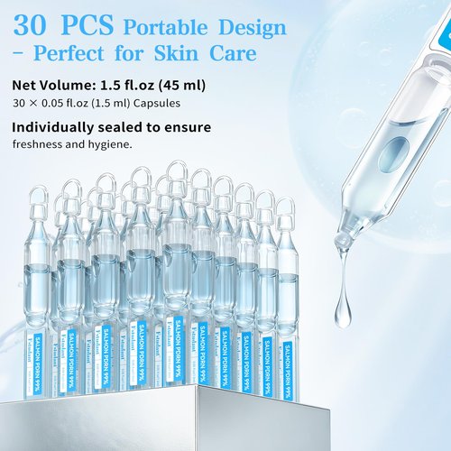 Salmon DNA PDRN & Hyaluronic Acid Serum for Face - Intense Rejuvenating Ampoule with Stem Cell & Peptides & Collagen | Uneven Skin Tone, Anti-Aging, Moisturizing | Korean Skincare 0.05 fl oz x 30e