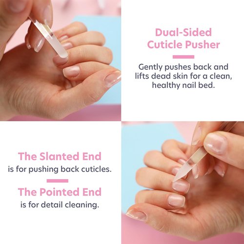 Bona Fide Beauty Nail Kit - Handmade Czech Glass | 4PC Gift Set for Teenage Girls - Clear Color