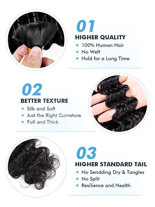 Human Braiding Hair for Boho Braids 100g 16 Inch Natural Black Curly Boho Hair for Braiding Knotless 12A Deep Wave Bulk Bohemian 2 Bundles/Pack Color 1B