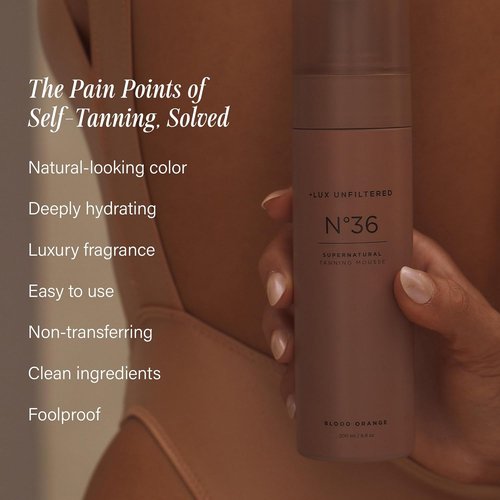 Lux Unfiltered N°36 Self Tanning Mousse - Hydrating, Streak-Free Tanning Foam - Vegan & Cruelty-Free, Blood Orange
