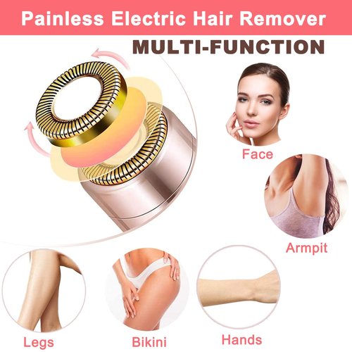 LAIKME Facial Hair Remover for Women - Lady Removal Shaver - USB Rechargeable Lady Face Epilators Trimmer for Face Lips Chin Peach Fuzz Arms Legs