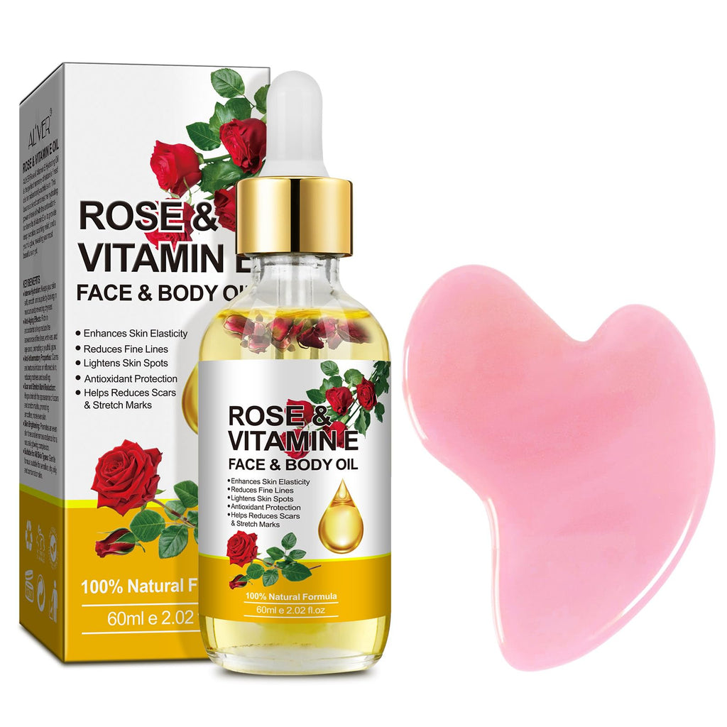 Vitamin E Oil, Vitamin E Oil for Face, Rose & Vitamin E Oil, Face Vitamin E Oil with Gua Sha Tools Set ﻿
