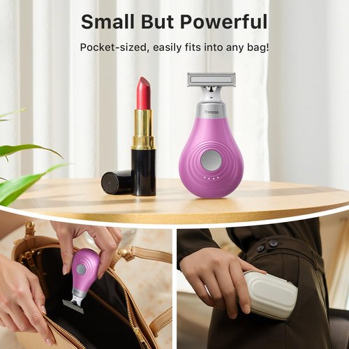 Trimcoo 2026 New Bikini Trimmer for Women - Small But Powerful Electric Razors, Intimate Pubic Hair/Lady Facial Painless Removal, USB-C Cordless Body Shaver for Trip, Replaceable Wet/Dry Blade, Pink