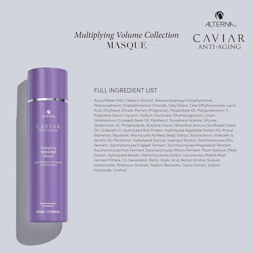 Alterna CAVIAR Anti-Aging Volume Masque - Lightweight Hydrating Hair Mask for Fine Hair | 5 Fl Oz | Adds Shine & Body
