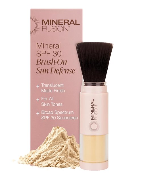 Mineral Fusion Brush-On Powder Sunscreen SPF 30 - Translucent Natural Daily Sun Care | Hypoallergenic & Travel Friendly