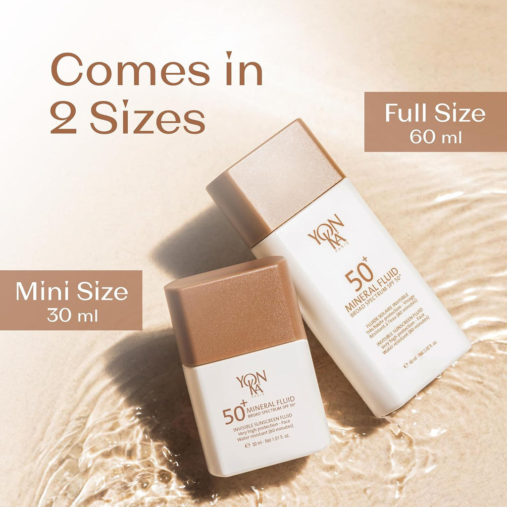 YONKA PARIS SPF 50 Mineral Fluid - Weightless Sheer Sunscreen with No White Cast | Fragrance-Free, Water-Resistant Daily Protection