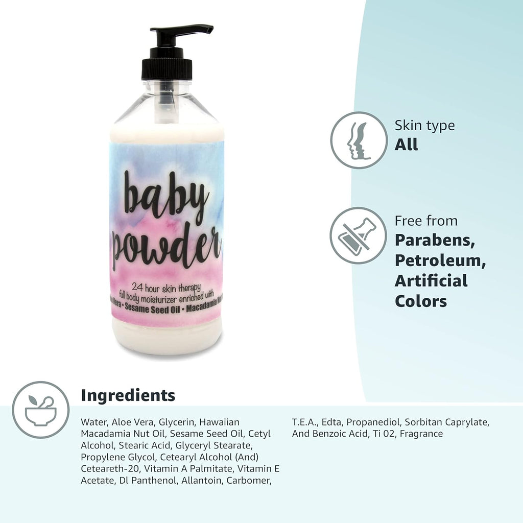 The Lotion Company 24 Hour Skin Therapy Lotion - Baby Powder Scent | 16 Fl Oz