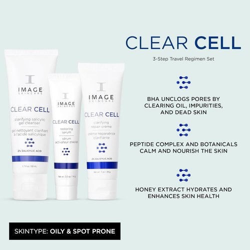 IMAGE Skincare Clear Cell - 3-Step Regimen Set for Clear Pores & Healthy Skin | 3.2 Ounce