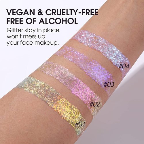 BestLand Holographic Body Glitter Gel - Long-Lasting Sparkle for Face, Body & Hair | 02 Stardust Pink