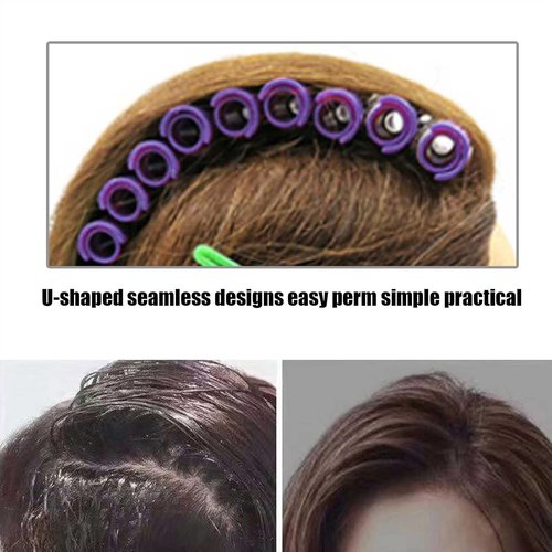Skiennix Fluffy Korean Perming Rod Rollers - 20pcs Hair Curling Kit for DIY Root Perm | Purple