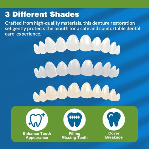 Veneers Teeth for Women-Temporary Tooth Repair Kit Natural Shade -Moldable Thermal Beads Replacement Kit for Replace Missing or Broken Tooth Filling the Gap-6PCS