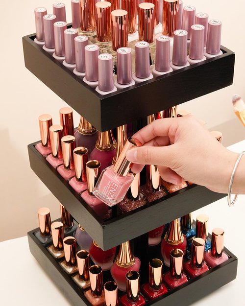 Homde Nail Polish Organizer for 86-123 Bottles, 360 Rotating Nail Polish Rack Holder, Display Storage Shelf for Fingernail Stand and Essential Oil, Gifts for Women Girls- Bamboo,Black
