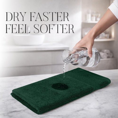 RIVERSIDE 12 Pack Premium 100% Cotton Face Wash Cloths, 12 x 12 Inches, Soft & Absorbent Face Towels for Bathroom Wash Clothes, 550 GSM, Luxury WashCloths for Showering, Body, Spa & Gym, Hunter Green