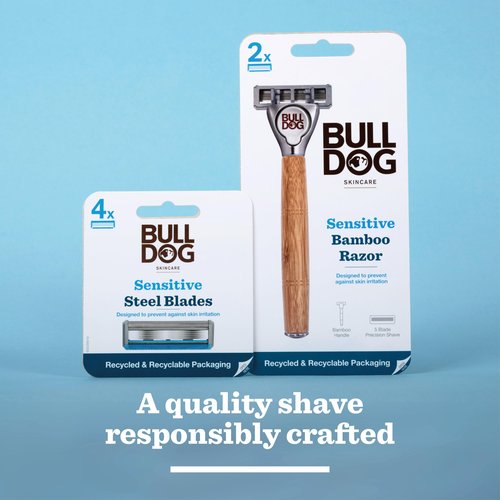Bulldog Skincare - Sensitive Steel Blades - Men's Razor Blade Refills – Contains 4 Blade Heads