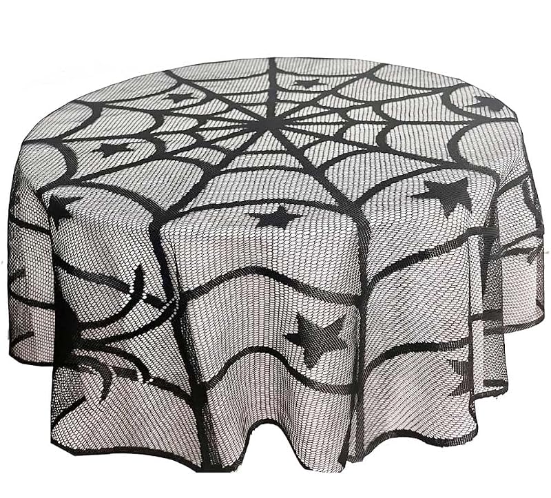 Halloween Decorations Set with Spider Webs, Bat Wall Stickers & Table Covers - 63 Pieces
