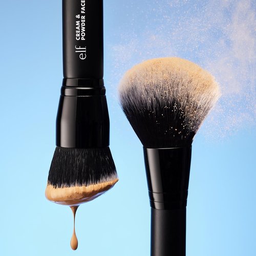 e.l.f. Dual-Ended Cream & Powder Brush - Two-in-One Makeup Tool for Flawless Complexion | Vegan & Cruelty-Free