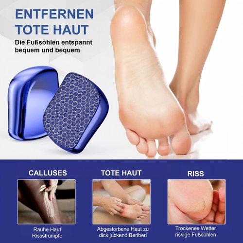 Foot File, Nano Glass Callus Remover, Portable Professional Foot Beauty Care Tool, can be Used for Wet/Dry Cracked feet, Painless Foot File for Dead Skin, Foot calluses, and Foot cuticles - Blue