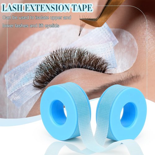 EMEDA Silicone Lash Tape for Eyelash Extensions - Gel Eyelash Tape for Sensitive Skin to Make Up/Lips/Eye Shadow/DIY/Salon Easy Tear Microporous Breathable Lash Extension Supplies (Blue 5 Rolls)