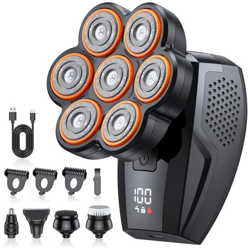 Head Shavers for Bald Men, 7D Electric Razor 10000 RPM High-Speed Mens Head Shaver, LED Display & IPX8 Waterproof for Wet/Dry Use, Fast Rechargeable Shaving Grooming Kit