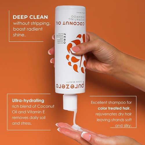 PureZero Coconut Oil Shampoo & Conditioner Set - Vegan, Hydrating Formula for Dry or Color-Treated Hair | 2 × 12 oz