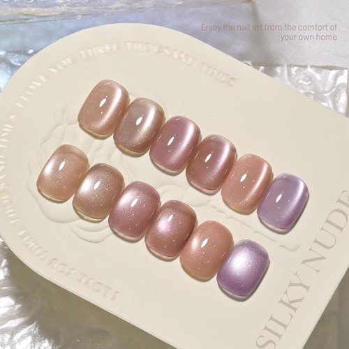 GAOY 16ml 6 Colors Cat Eye Gel Nail Polish Set with 3-in-1 Magnet, Nude purple Holographic Cat Eye, UV Gel Manicure for Salon and Nail Art DIY at Home, Silky Nude