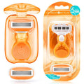 DreamGenius Travel Razors for Women Include 1 Handle and 2 Cartridges, Extra Smooth 5-Blade Travel Essentials Razor with Case for Shaving, Orange