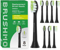 Brushmo Whitening Toothbrush Heads - Compatible with Philips Sonicare DiamondClean HX6062/65 | 8 Pack, Black