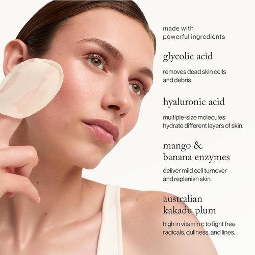 Goop Beauty 15% Glycolic Acid Exfoliating Pads - Professional-Grade Peel for Glowing Skin | Paraben & Silicone Free | 4 Pack