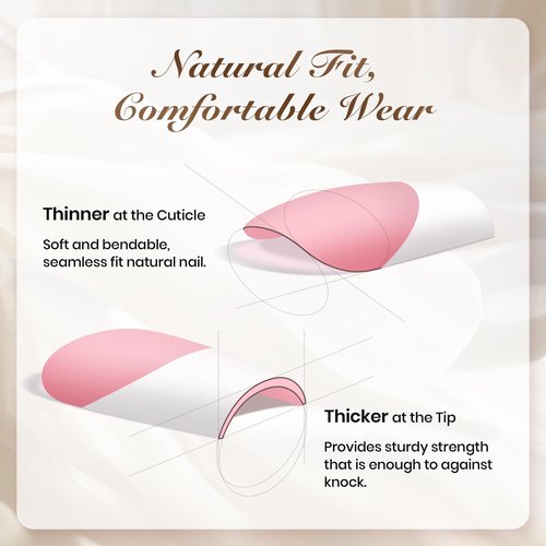 Beetles French Tip Press On Nails - Wedding Beauty Box | Short Almond Press On Nails Kit | 16 Sizes 224 Pcs All-in-One Kit With Nail Glue,Builder,Top Coat,Nail Lamp,Nail Tools Gift