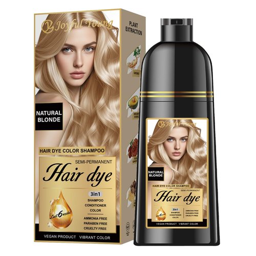 Joyful Young Hair Dye Shampoo - 3-in-1 Natural Blonde Gray Coverage | Vegan & Ammonia-Free
