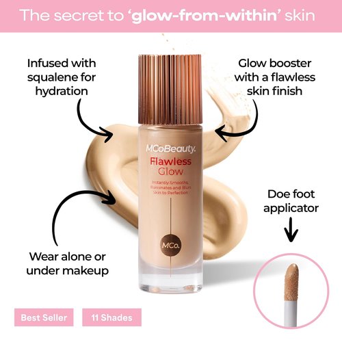 MCoBeauty Flawless Glow Luminous Skin Filter - 4-in-1 Primer, Highlighter & Foundation Booster - Fair Tint, Vegan & Cruelty-Free