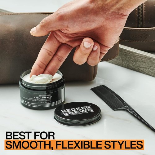 Redken Brews Cream Pomade For Men - Medium Hold, Natural Finish, Low Shine | All Hair Types