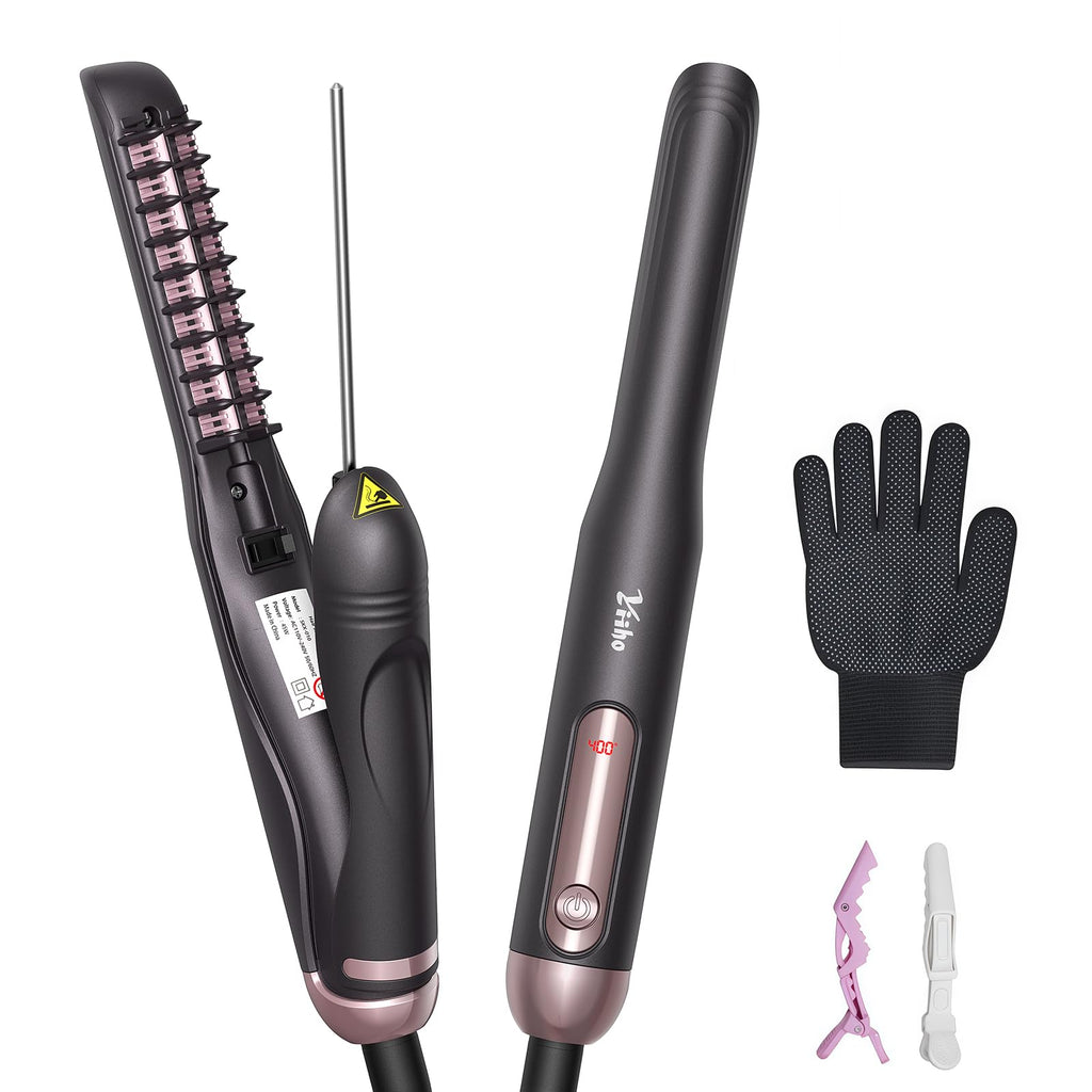 Yiiho Hair Straightener Brush, Straightening Brush with Sectioning Pick for Women & Men, 2 in 1 Hair Straightener Comb with 3 Temperature Settings, Hot Comb Flat Iron for Straightening & Curling